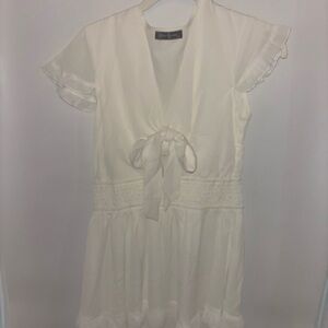 White Ruffle Sleeve Dress